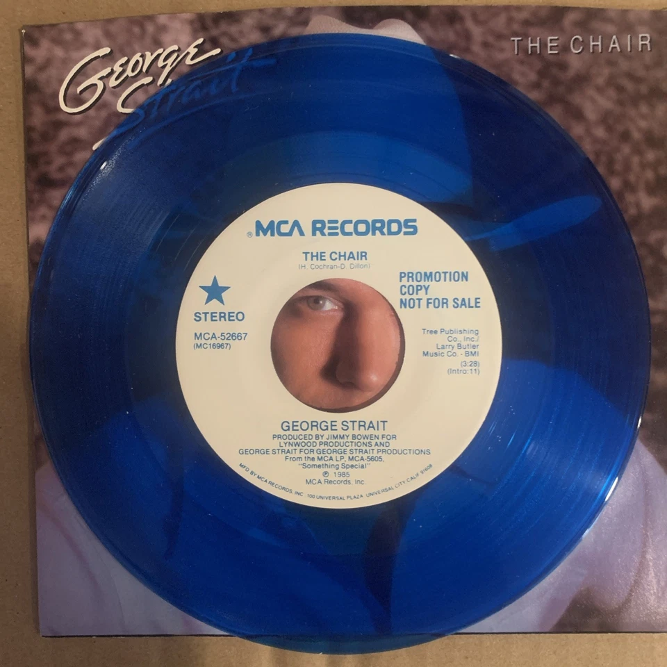 George Strait, 45 rpm, Promo, Blue, VG+, The Chair, MCA-52667 - Image 2 of 3