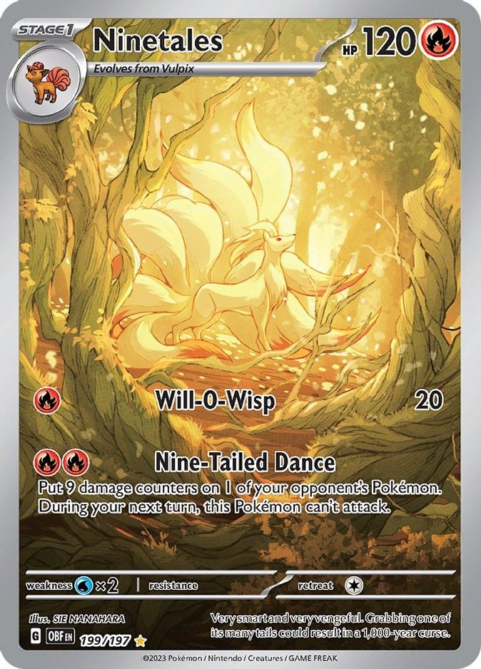 Ninetales - 199/197 - Pokemon Obsidian Flames Illustration Rare Card NM