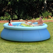 Large 10ft Round Inflatable Pool with Upgraded Leak-Proof Valve for Kids