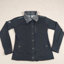 Kuhl Women's Krush Jacket Size XL Gray Black Snap-Up Stretch Pockets Thumb Holes