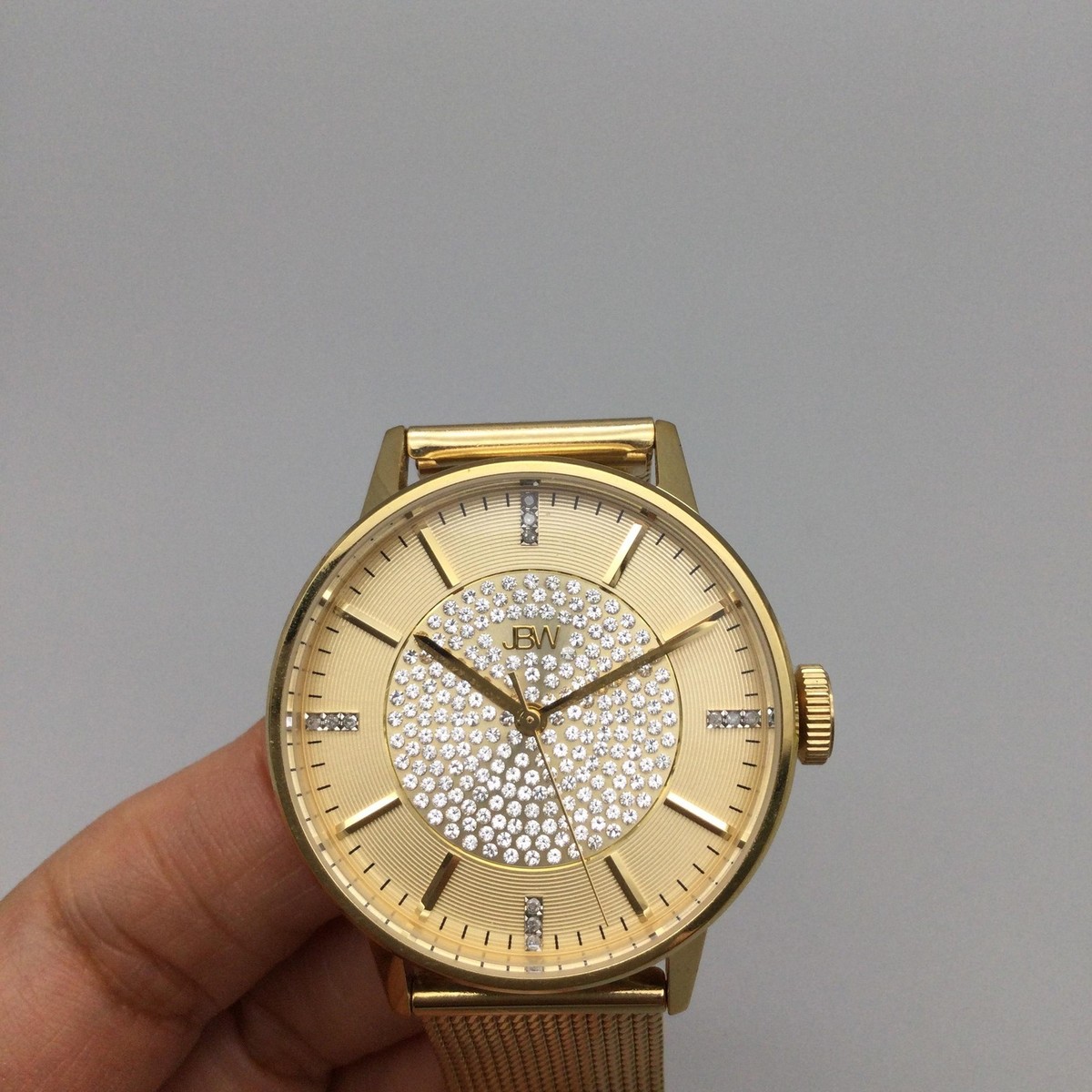 JBW Belle Womens Watch 36mm Crystal Center Gold Tone Mesh  display picture 1