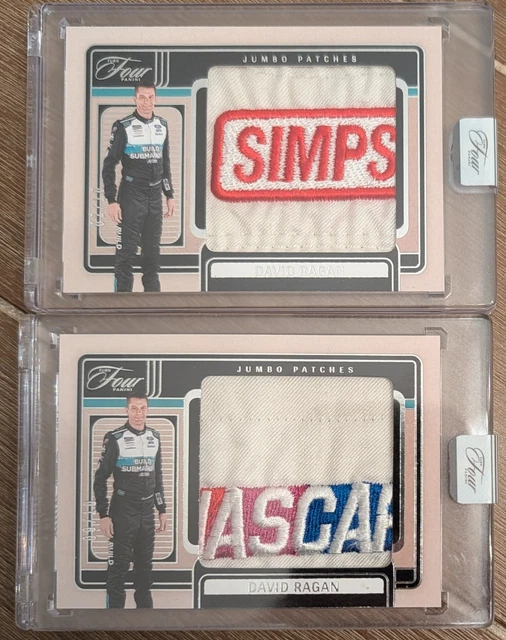 (2) 2025 Turn Four Jumbo Race Used Patches NASCAR 9/10 SIMPSON 2/10 David Ragan