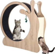 Large Wooden Cat Exercise Wheel for Indoor Cats,Quiet Treadmill,Scratching Board
