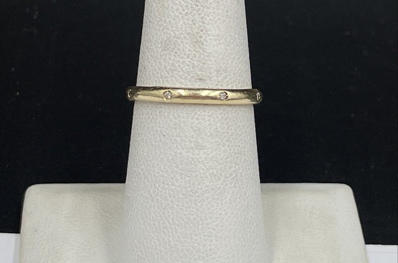 14K Gold Size 6.25 Polished Ring W/ Diamond Accents