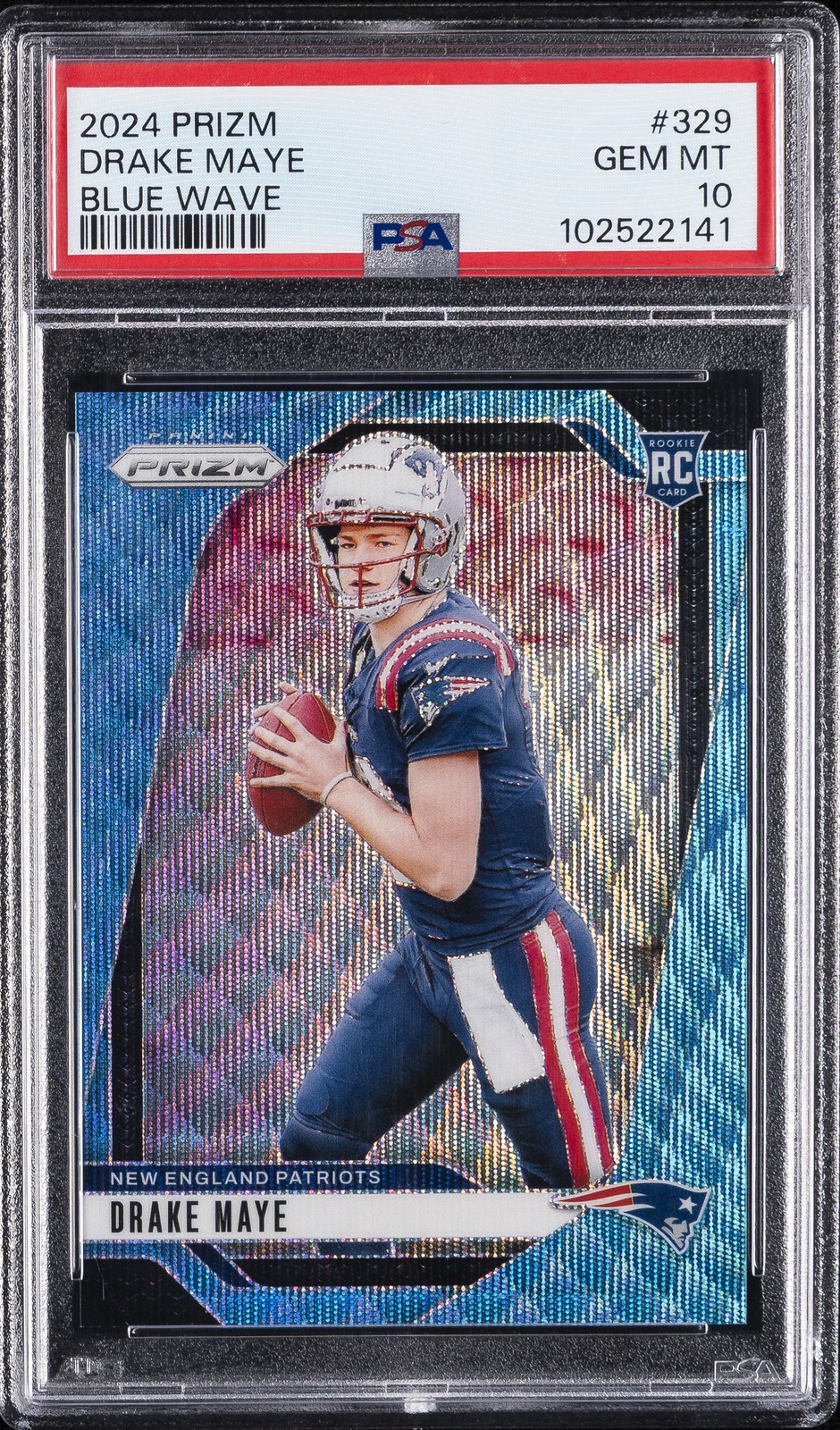 2024 PANINI PRIZM BLUE WAVE #329 DRAKE MAYE 136/230 PSA 10