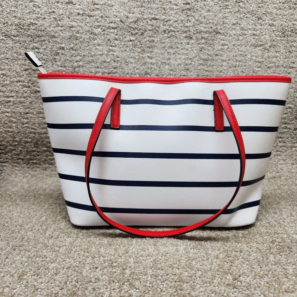 Bolso de Hombro Aldo a Rayas Blanco Azul Informal Cartera Tamaño Mediano Foto 2 de 4