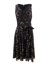 Tommy Hilfiger Women's Plus Sleeveless Lace Fit & Flare Dress