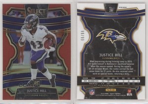 2019 Panini Select Concourse Red Prizm /99 Justice Hill #28 Rookie RC
