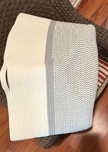 Cotton Woven Storage Basket White Gray Rectangular Foldable with Handles