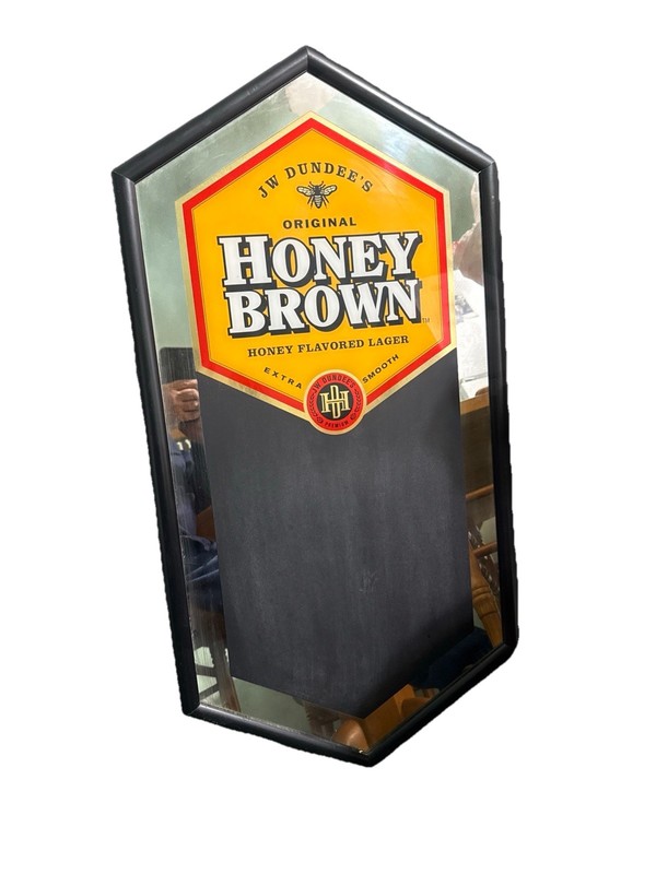 JW Dundee's HONEY BROWN Honey Flavored Lager  35”x 17.5” SIGN Mirror/Chalk Board