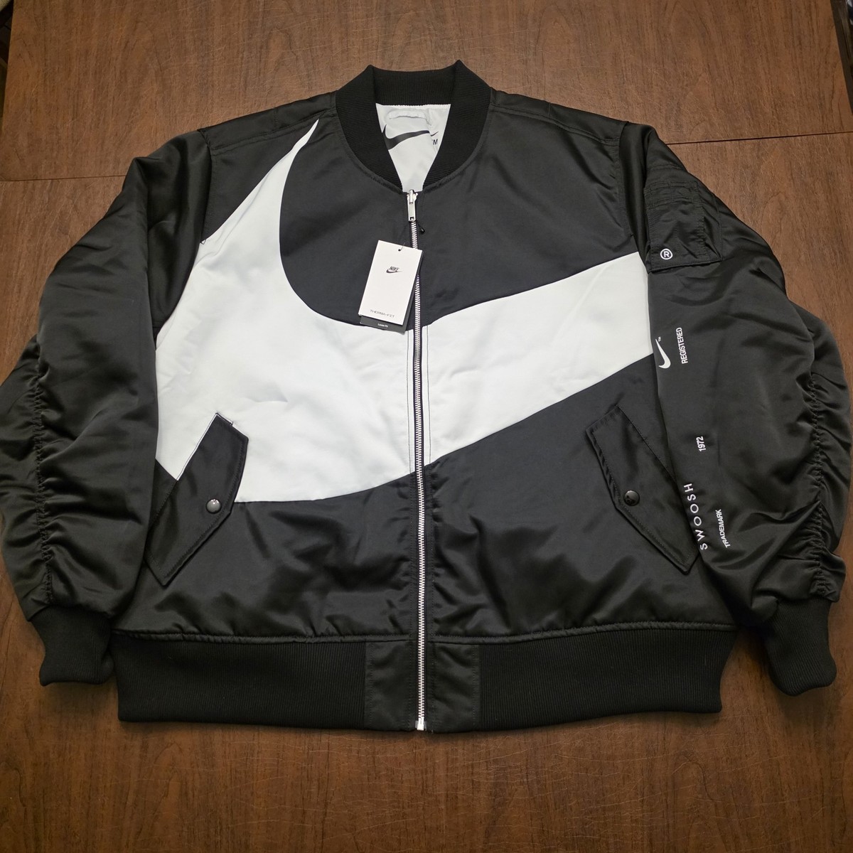 Nike Big Swoosh Therma-FIT Reversible Bomber Jacket Black White