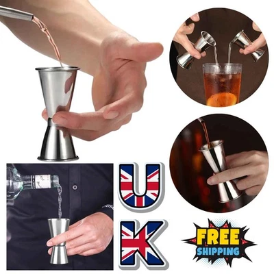 Double Single Shot Shorts Drink Spirit Measure Cup Cocktail 25/50ML Jigger Steel