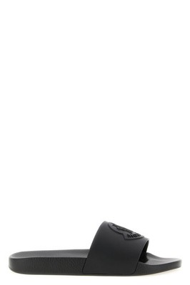 MONCLER Basile Black Rubber Slides New