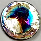 2005-W Proof DCAM Silver Eagle Eye Appealing Double Sided  Rainbow Toned