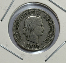 1898 Switzerland 10 Rappen Coin