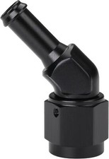 Black Aluminum 45 Degree Female AN6 to 5/16" Swivel Hose Barb Fitting, 6AN to 5/