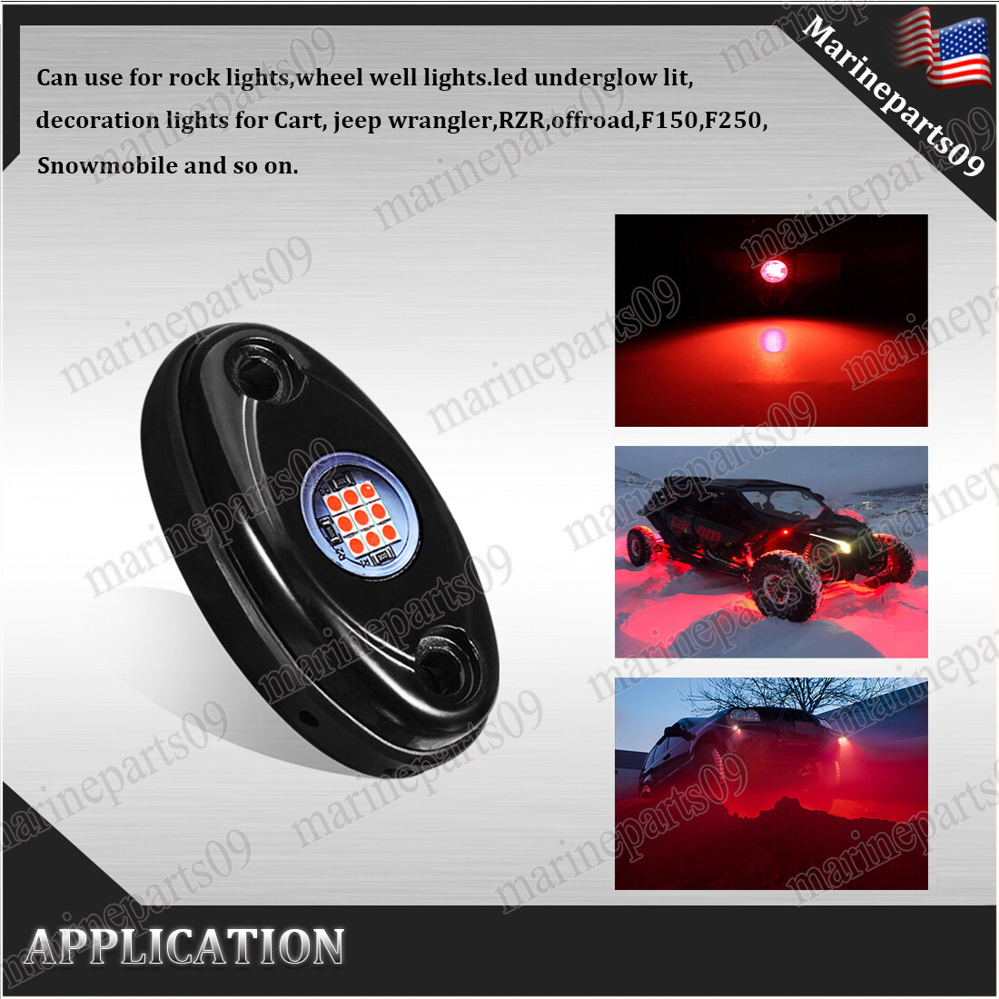 Waterproof LED Rock Crawling Lights for Jeep Truck Wheel Underglow 4