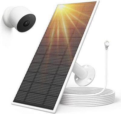 5V 4W Solar Panel w/13ft Cable For Google Nest Camera Outdoor (Battery Version)