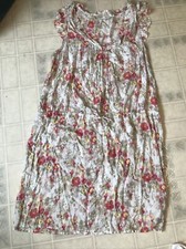 Old Navy Pink Tan Floral Drawstring Front Shift Dress Sz Medium Sleeveless 