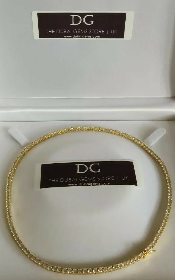 Yellow gold finish round cut created diamond necklace gift box and bag free post