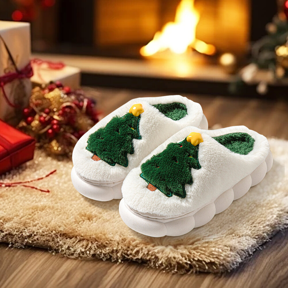 APL Cute Tree Slippers Comfortable Soft Couple Slippers Anti Slip for Indoor Bedroom