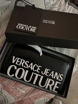 Wallets Versace Jeans Couture For Women Black with white letters.