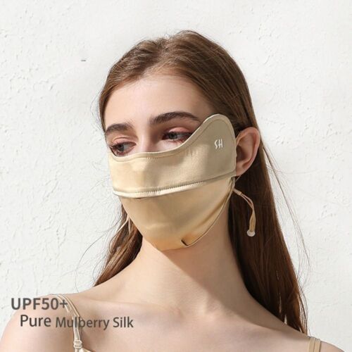 Summer Silk Sunscreen Mask Sunscreen Face Scarf Face Gini Mask  Hiking - Picture 1 of 16