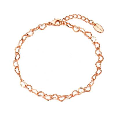 Rose Gold Plated Heart Link Bracelet UK - Main Image