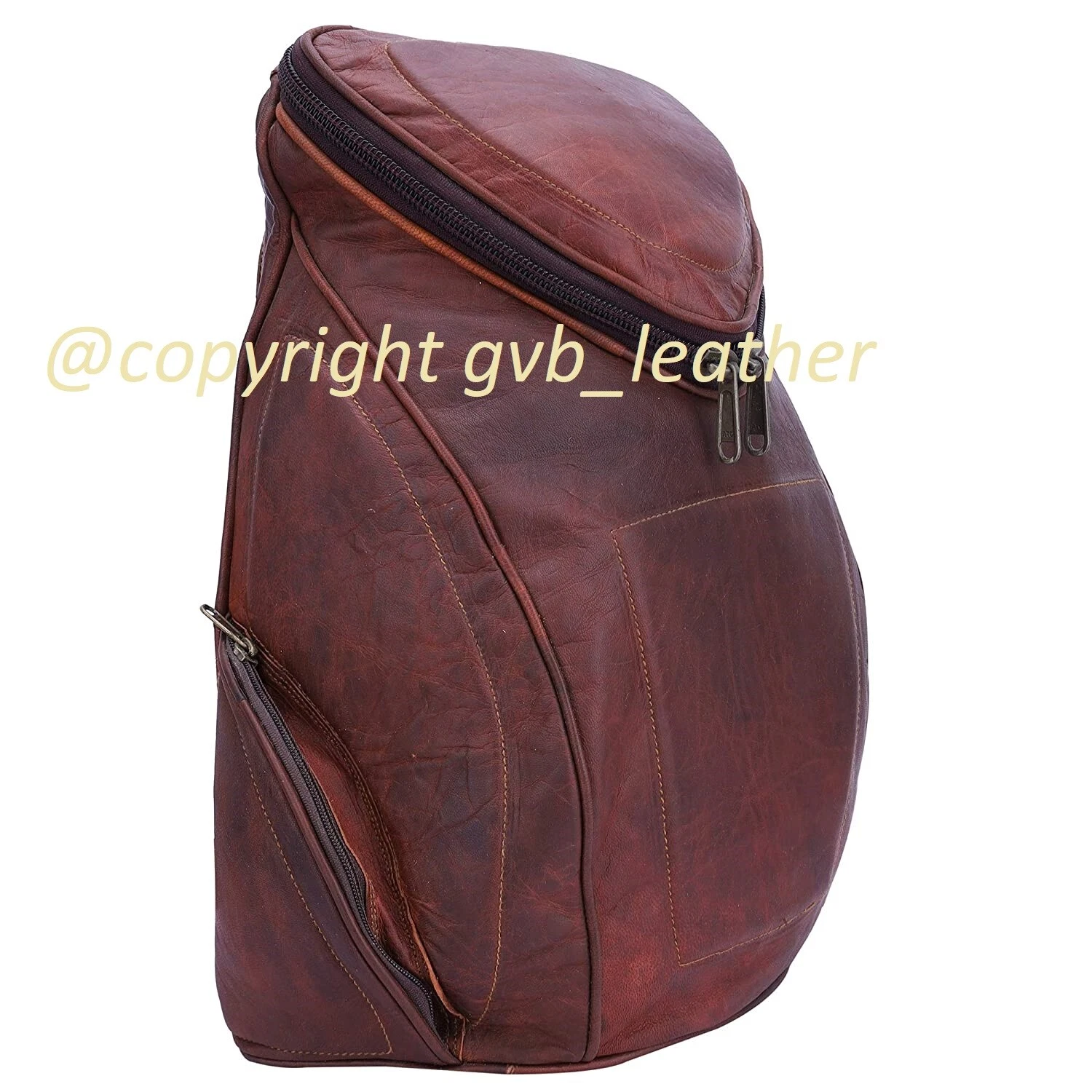 15" Unisex Real Leather Organizer Vintage Backpack Travel Walking Handmade Bag