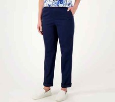 NEW DENIM  CO EASYWEAR TWILL RELAXED PULL ON PANTS NAVY SMALL S