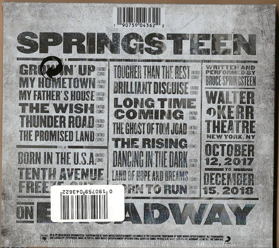 Bruce Springsteen - 2 CDs - Springsteen On Broadway - Digipak - 2018 - NEUWARE! - Bild 2 von 2