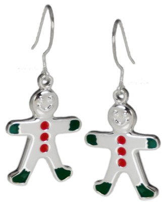 Gingerbread Man Dangle Charm Earrings 