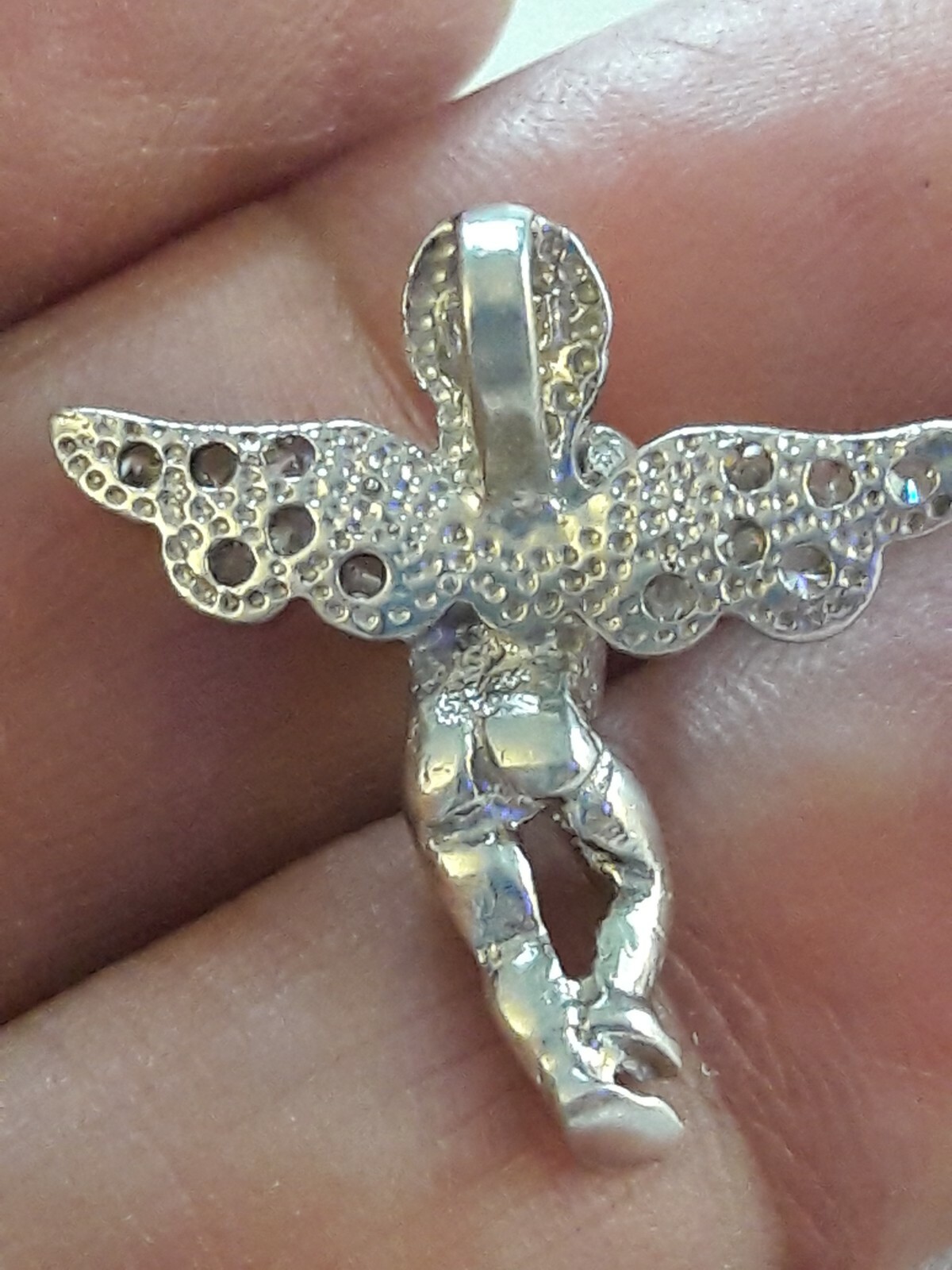 SOLID 925 Sterling Silver Angel Pendant Charm wit… - image 6