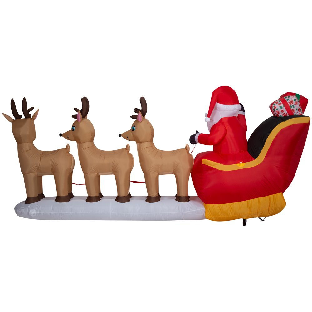 Airblown Inflatables Christmas 12 Foot Santa in Sleigh with Reindeer