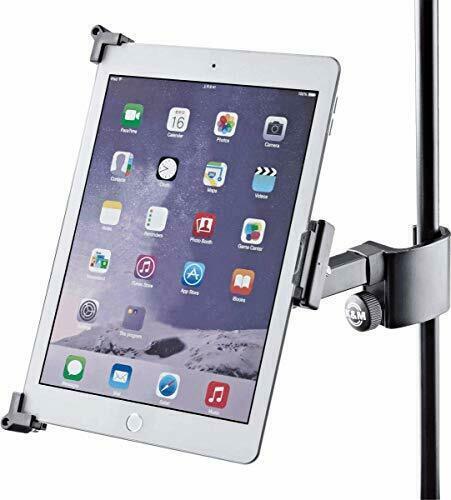 K&M - Konig & Meyer 19790.516.55 - Universal Tablet IPad Holder For Mic Stand - Switch Landscape To Portrait - Professional Grade For All Musicians - Studio Or Remote Home Use