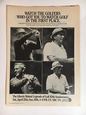 Arnold Palmer Sam Snead Liberty Mutual 1987 Vintage Print Ad 8x11In. Wall Decor