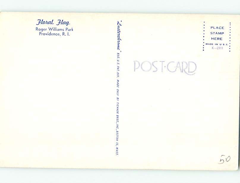 Pre1980 Patriotic USA FLAG MADE OF FLOWERS Providence Rhode Island RI