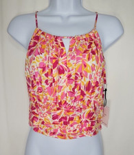 Japna Women's Lightweight Viscose Floral Cropped Halter Tank Top Size Medium NWT