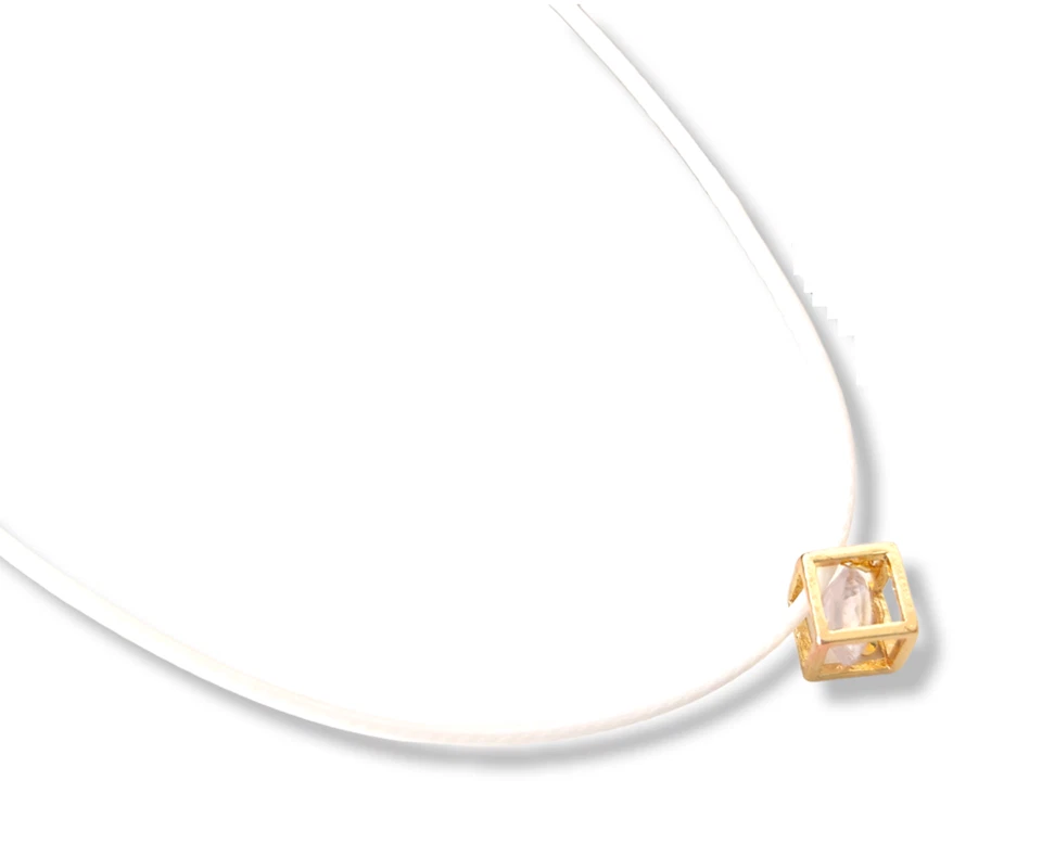 Collana Cubo Quadrato Strass Brillantini Pietra Trasparente Elegante L.7 - Immagine 4 di 4