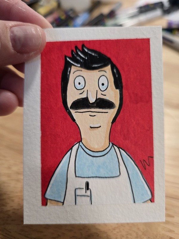 ACEO Original Painting Acrylic Bob's Burgers Bob Belcher Owner Cook