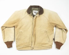 Walls Duck Canvas Jacket Men's Medium Tan Insulated Bomber Workwear USA Vintage