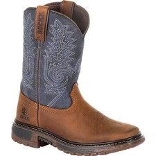 Rocky Unisex Big Kid's 8" Ride FLX Western Boot Denim/Brown - RKW0255Y, Denim Br