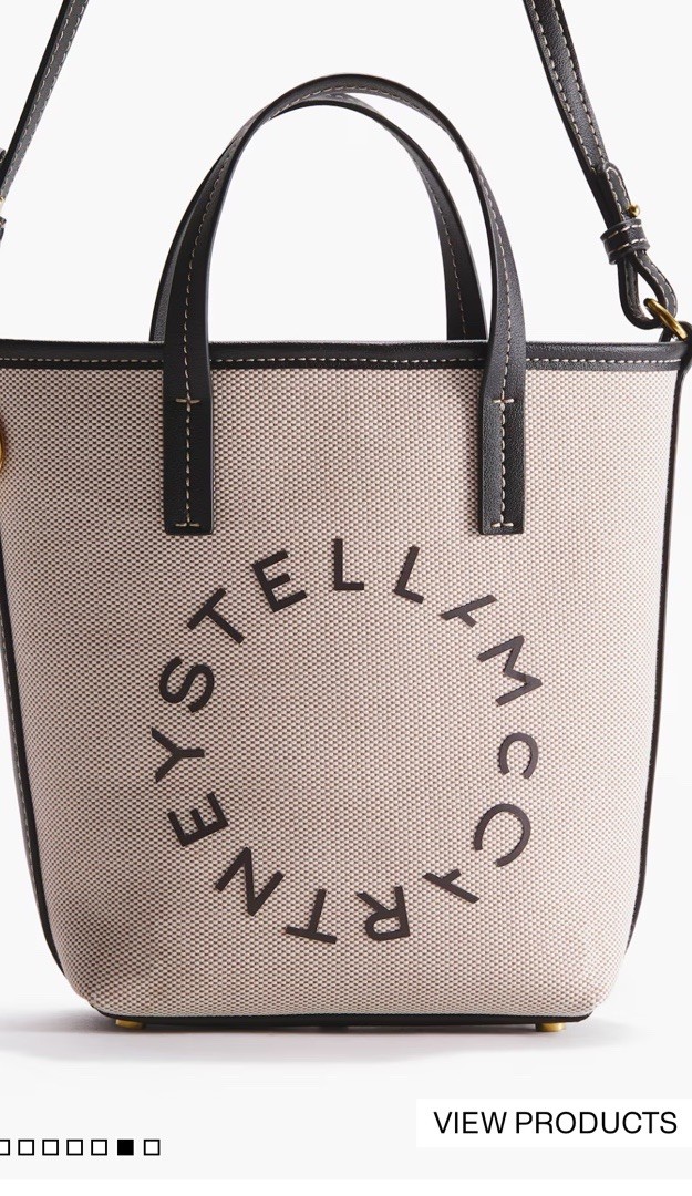 Stella McCartney x H&M Small Tote Bag Beige/Black Snap, Crossbody Strap, Charm