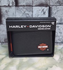 HARLEY-DAVIDSON Bar Shield Logo Genuine Leather RFID Bifold Wallet Black