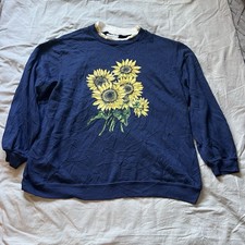 Blair Vintage Sweatshirt Large Sunflower Print Long Sleeve Crewneck Women's Top