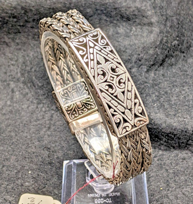 Lois Hill Scrollwork geflochten Art Deco filigran flexibel Armband Silber 925 #005