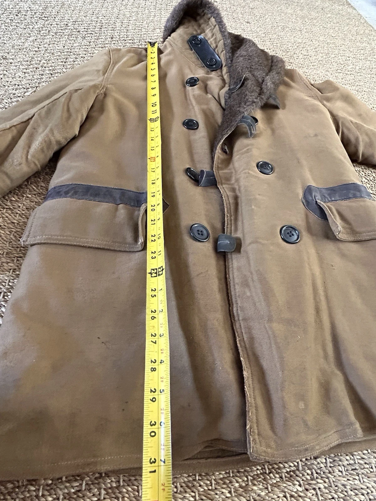 Vintage WWII Era Barnstormer Coat Alpaca Lined Military? 40" Chest image 14