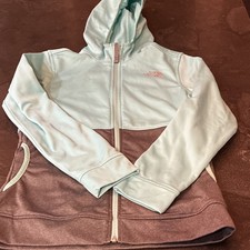 The North Face Girls Blue Pink Colorblock Full Zip Hooded Hoodie L 14/16