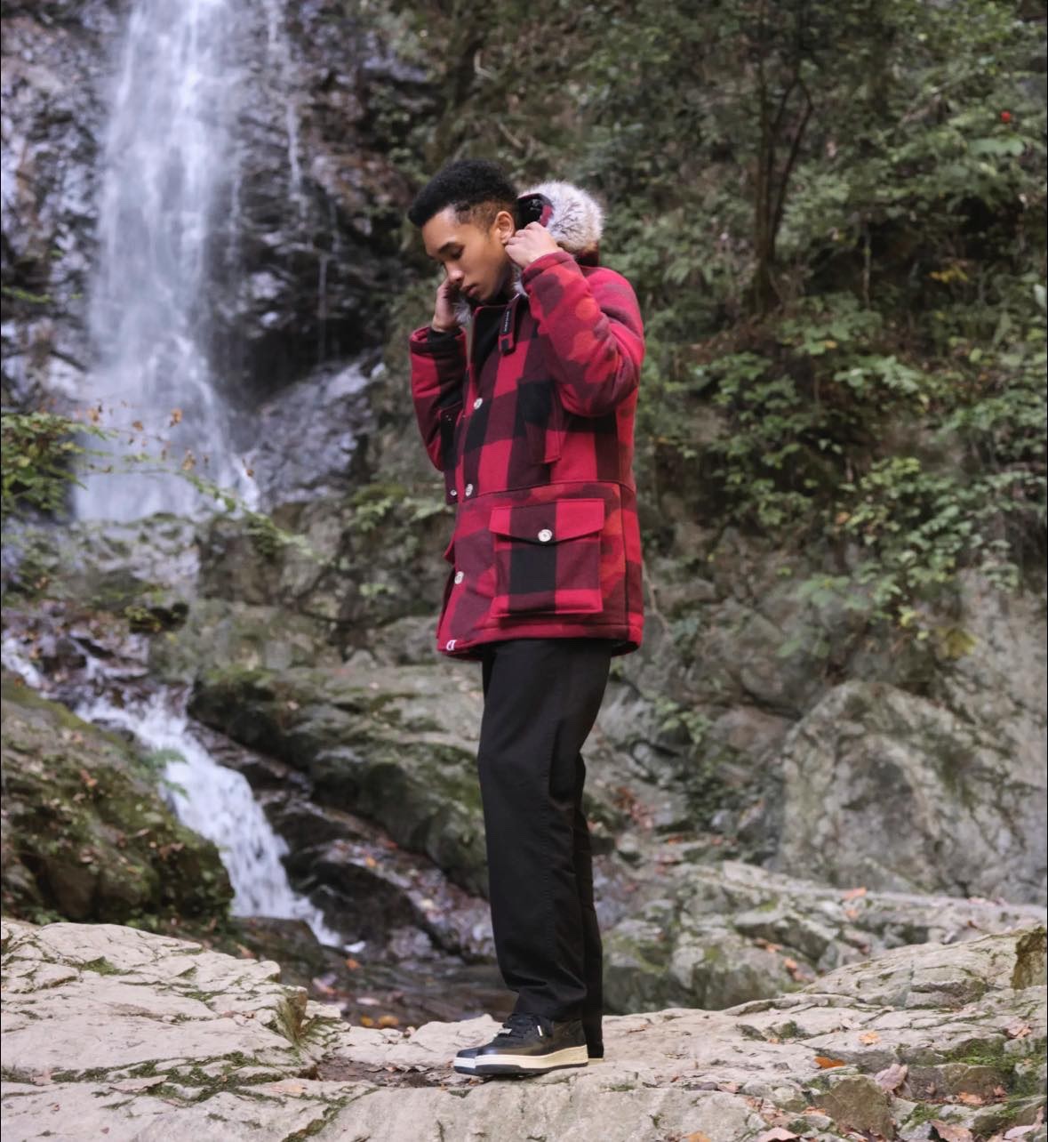 Bape Woolrich Red/Black Plaid Arctic Fur Parka Jacket - $1300 - New - Authentic image 6