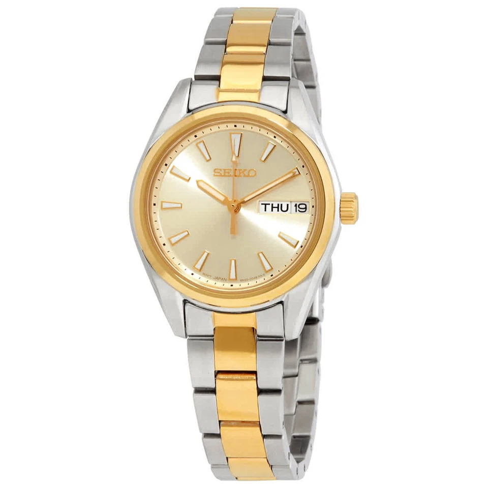 Seiko Quartz Gold Dial Two-tone Ladies Watch SUR354P1